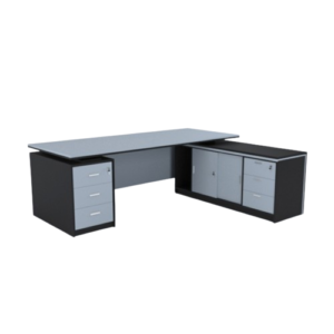 Neextstep Modern L-Shaped Executive Office Desk with Storage Cabinets