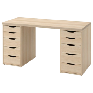 Neextstep Lagkapten Alex White-Stained Oak Desk with Storage Drawers